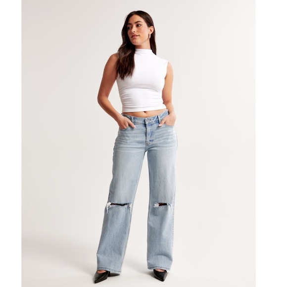 Abercrombie & Fitch Blue low rise baggy jeans Wide Leg Jeans size 26/2 - Picture 1 of 7